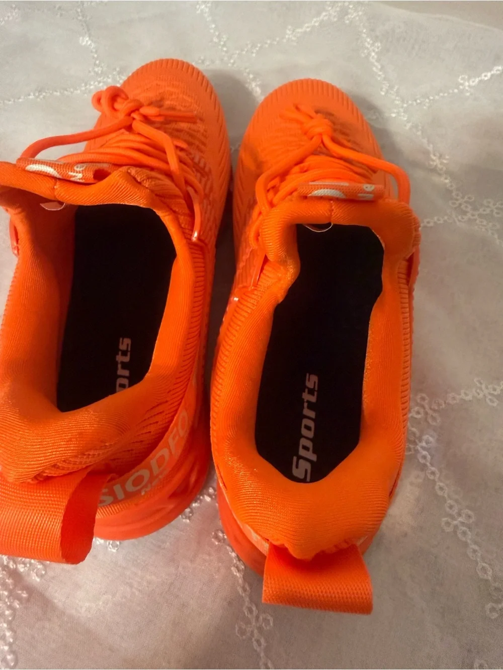 Bright Orange Athletic Sneakers - Text Logo